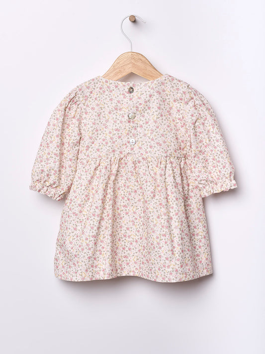 Wedoble kjole i bomull med blomsterprint for jente 0–3 år