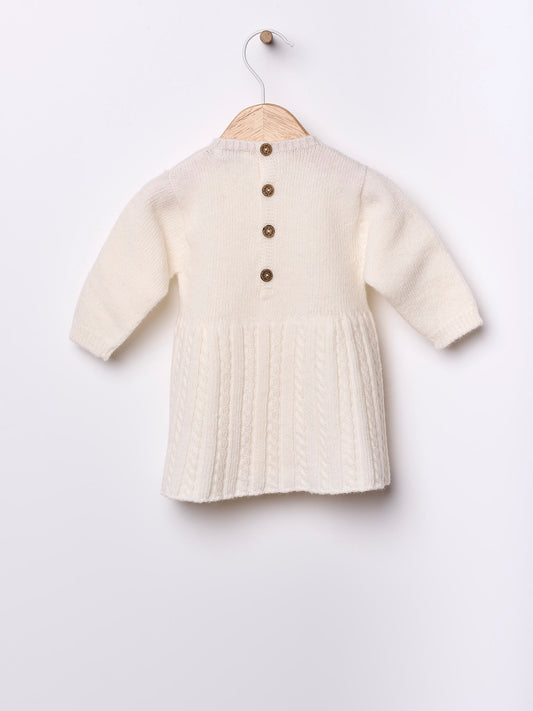 Wedoble kjole i flettet ull for jente 0–3 år