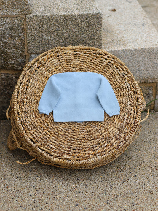 Wedoble ullcardigan i lysblå farge – Gutt 0–12 mnd