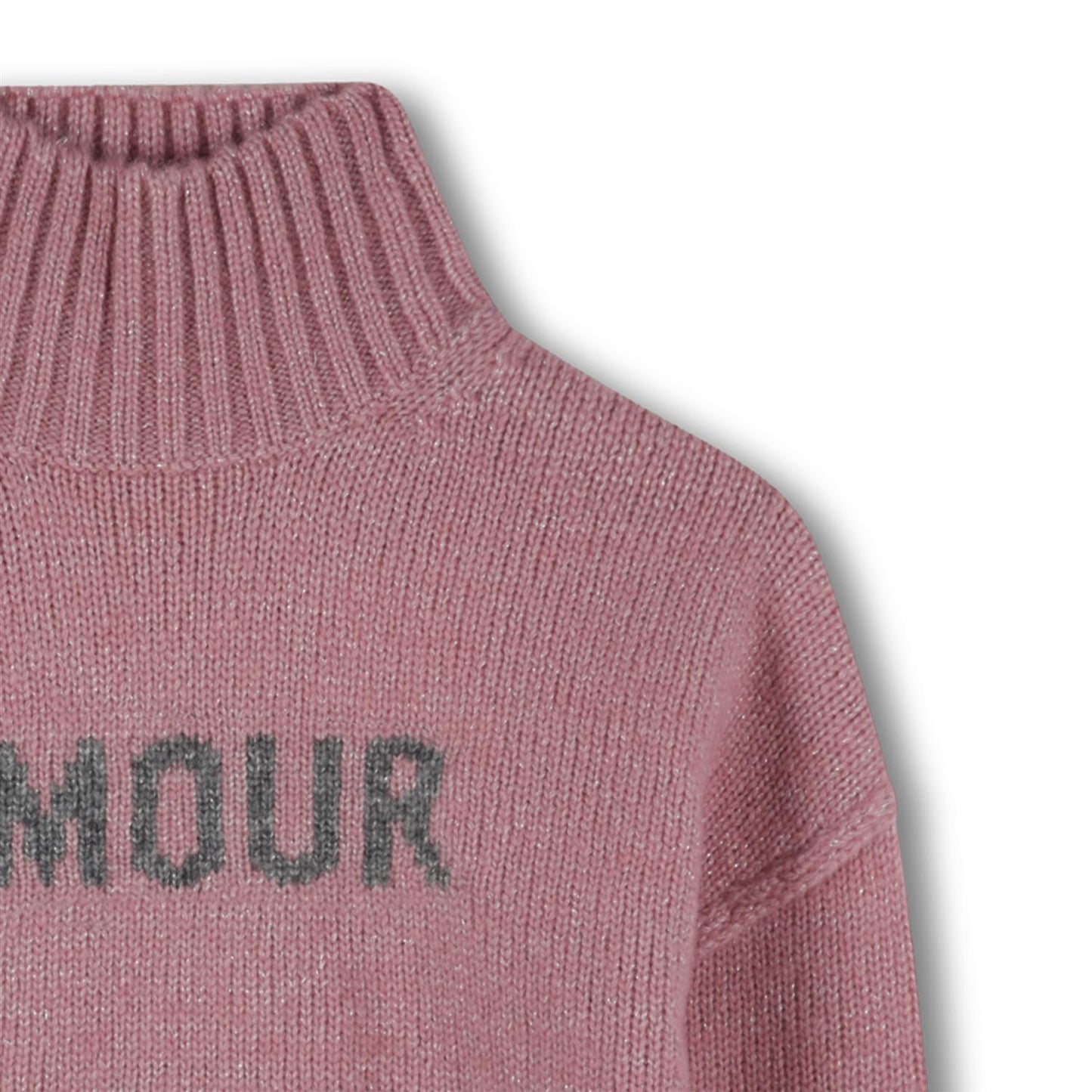 Zadig & Voltaire rosa strikkegenser med AMOUR-trykk på brystet