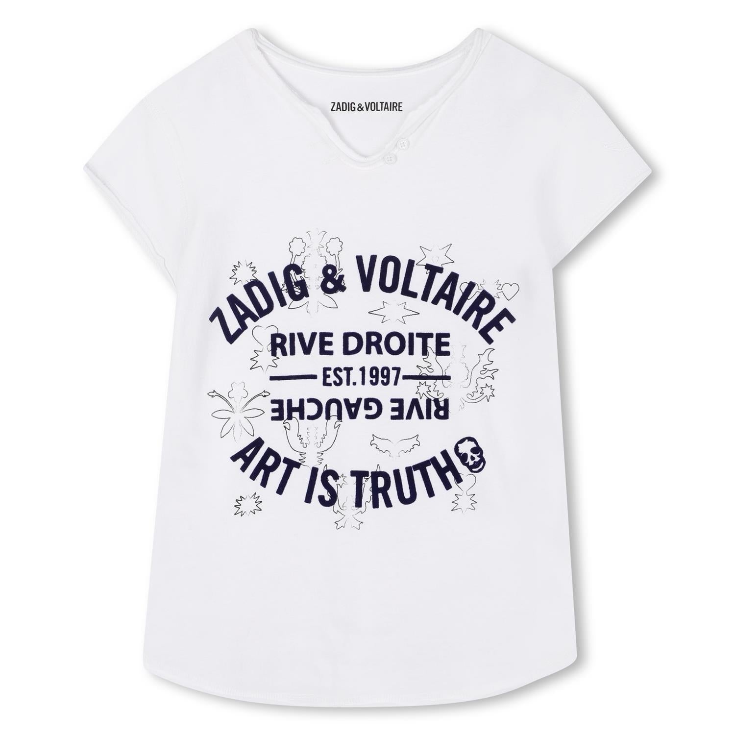 Zadig & Voltaire hvit T-skjorte med trykk på brystet