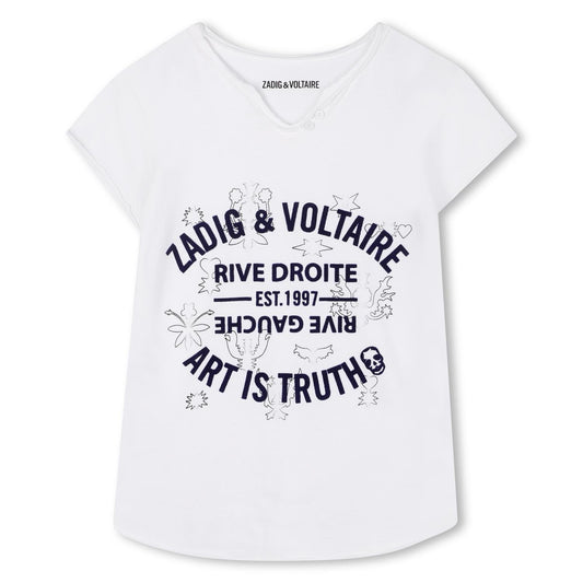 Zadig & Voltaire hvit T-skjorte med trykk på brystet