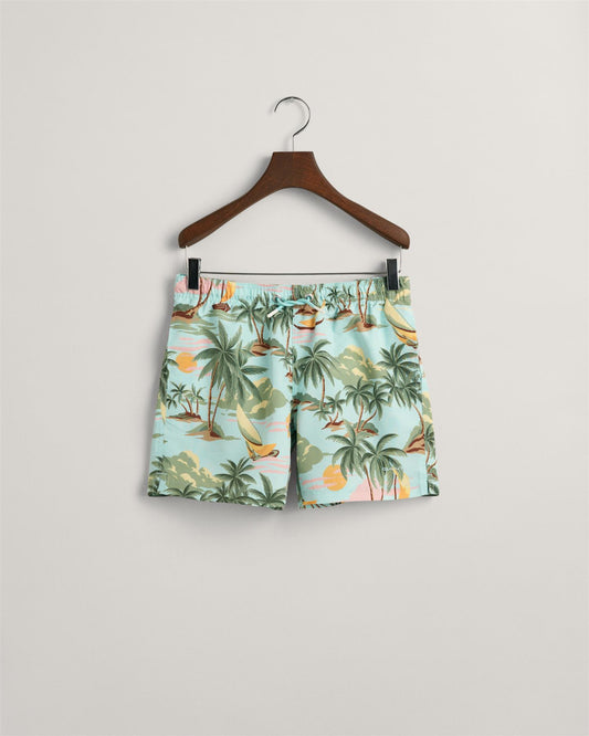 Hawaii Print Boy's Swim Shorts