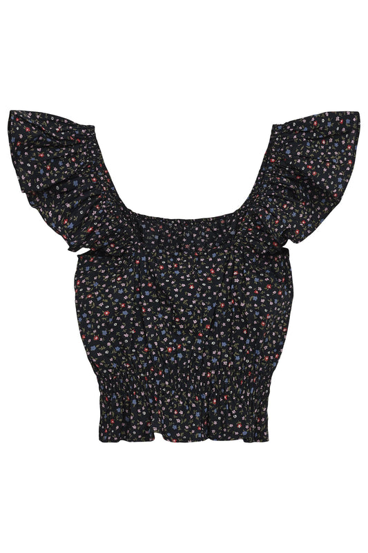 Serena topp fra Designers Remix med blomsterprint – marineblå – jente