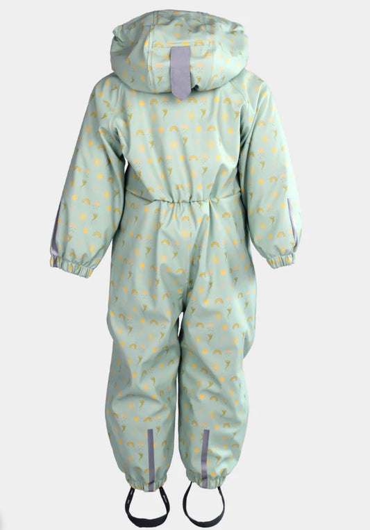 Kattnakken – Babyregndress med avtagbar hette – Jane Pistasj – Unisex – 0-2 år