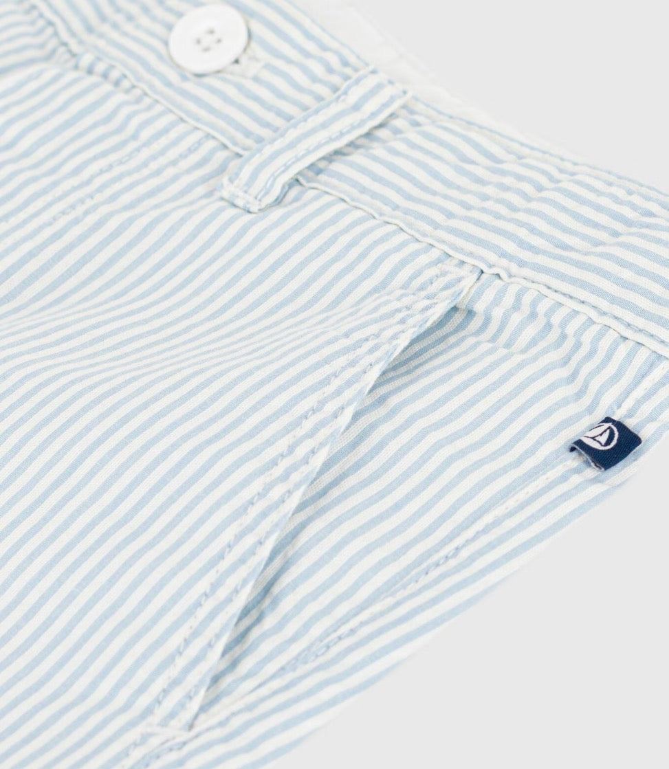 Petit Bateau – Shorts med striper – Lyseblå/hvit – Gutt – 3-8 år