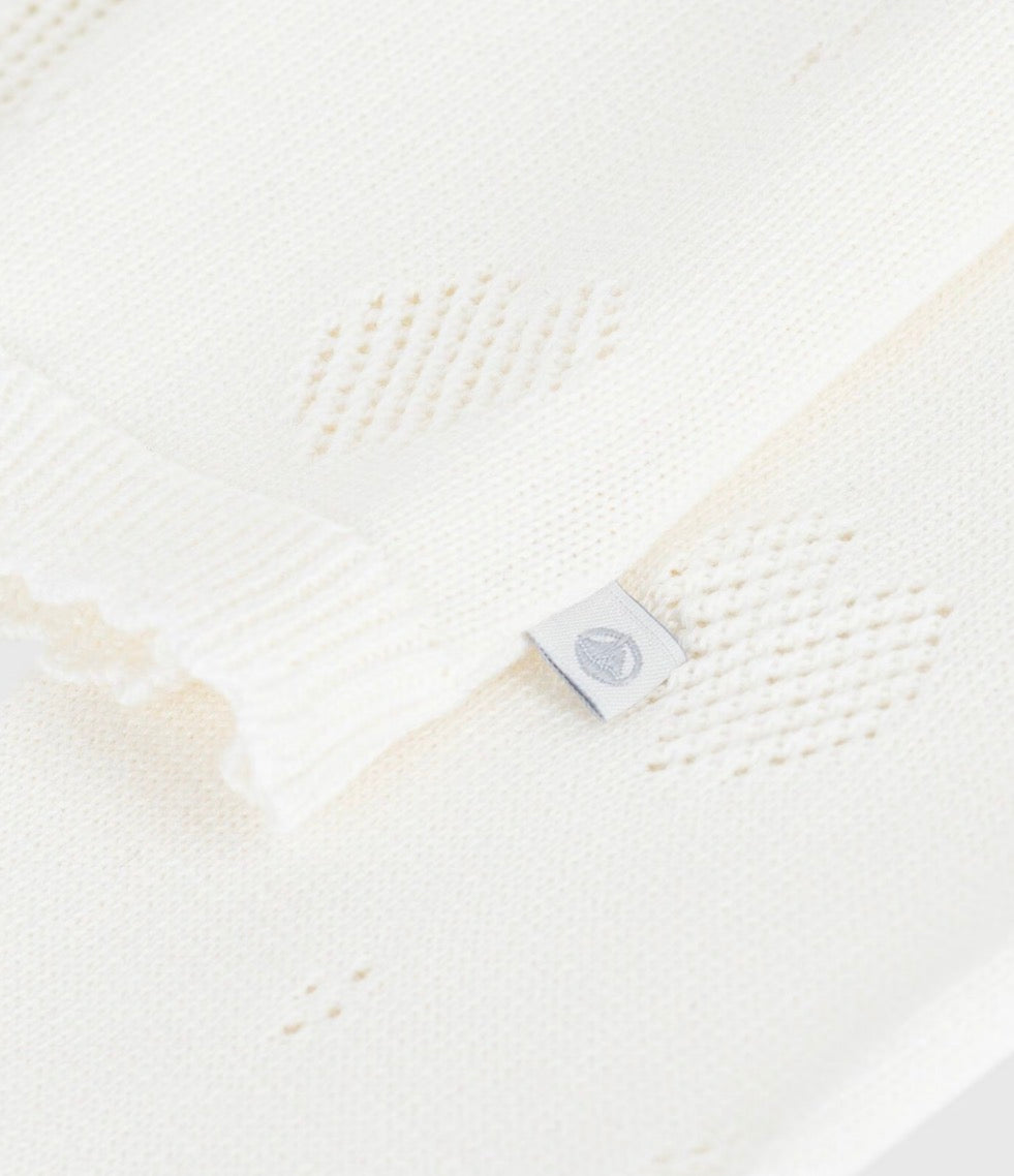 Petit Bateau – Cardigan med hjertemønster – Hvit – Jente – 3-12 år