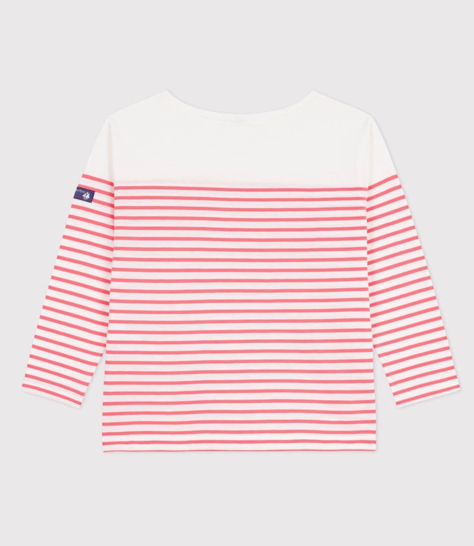Petit Bateau – Genser med striper – Aprikos/hvit – Jente – 3-10 år