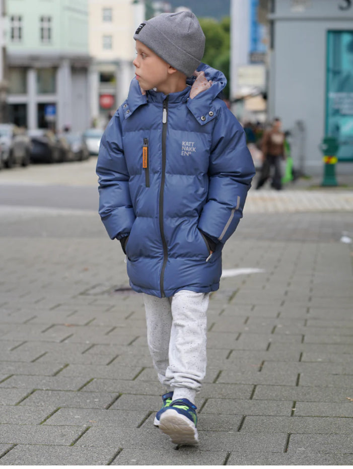 Kattnakken - Boblejakke sludd junior - Blå - Unisex - 7-12 år
