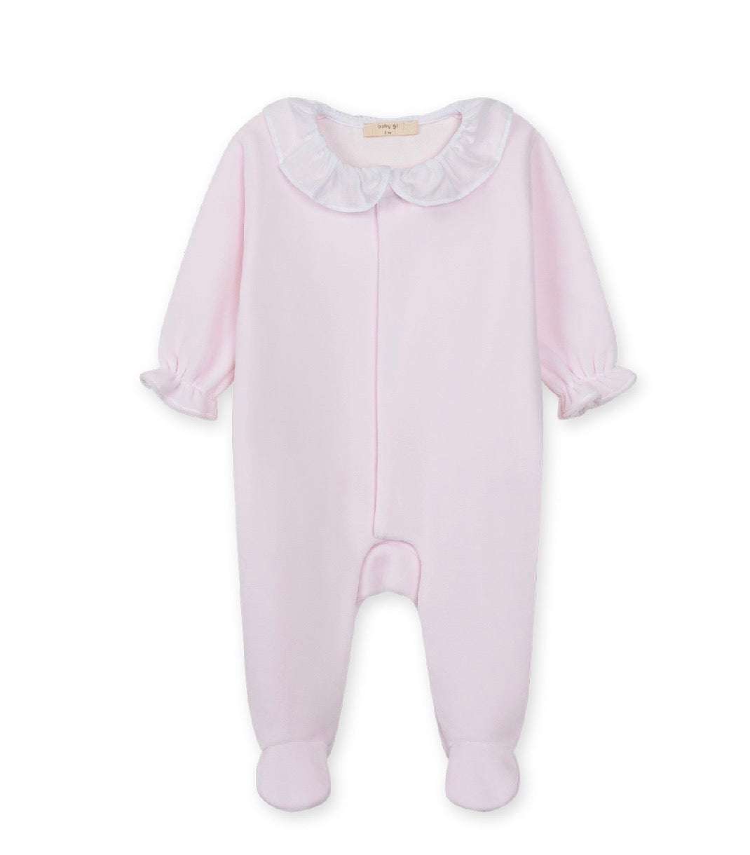 Baby Gi - Velour heldrakt - Lysrosa - Jente - 1-6 mnd