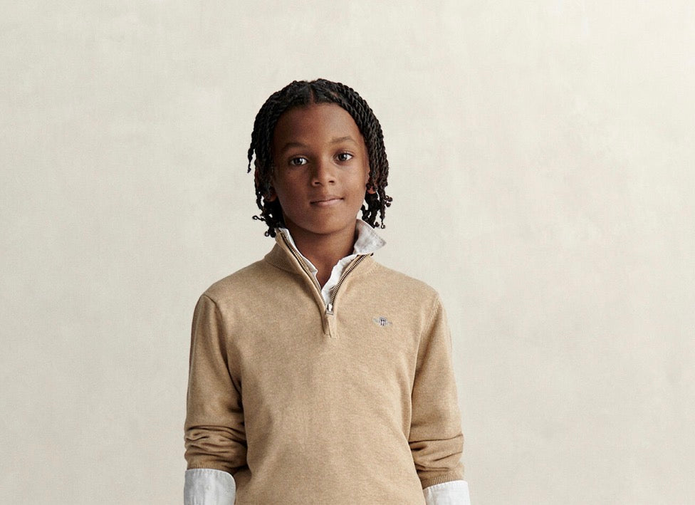 Gant - Strikk - Halfzip - Beige -  10-13 år