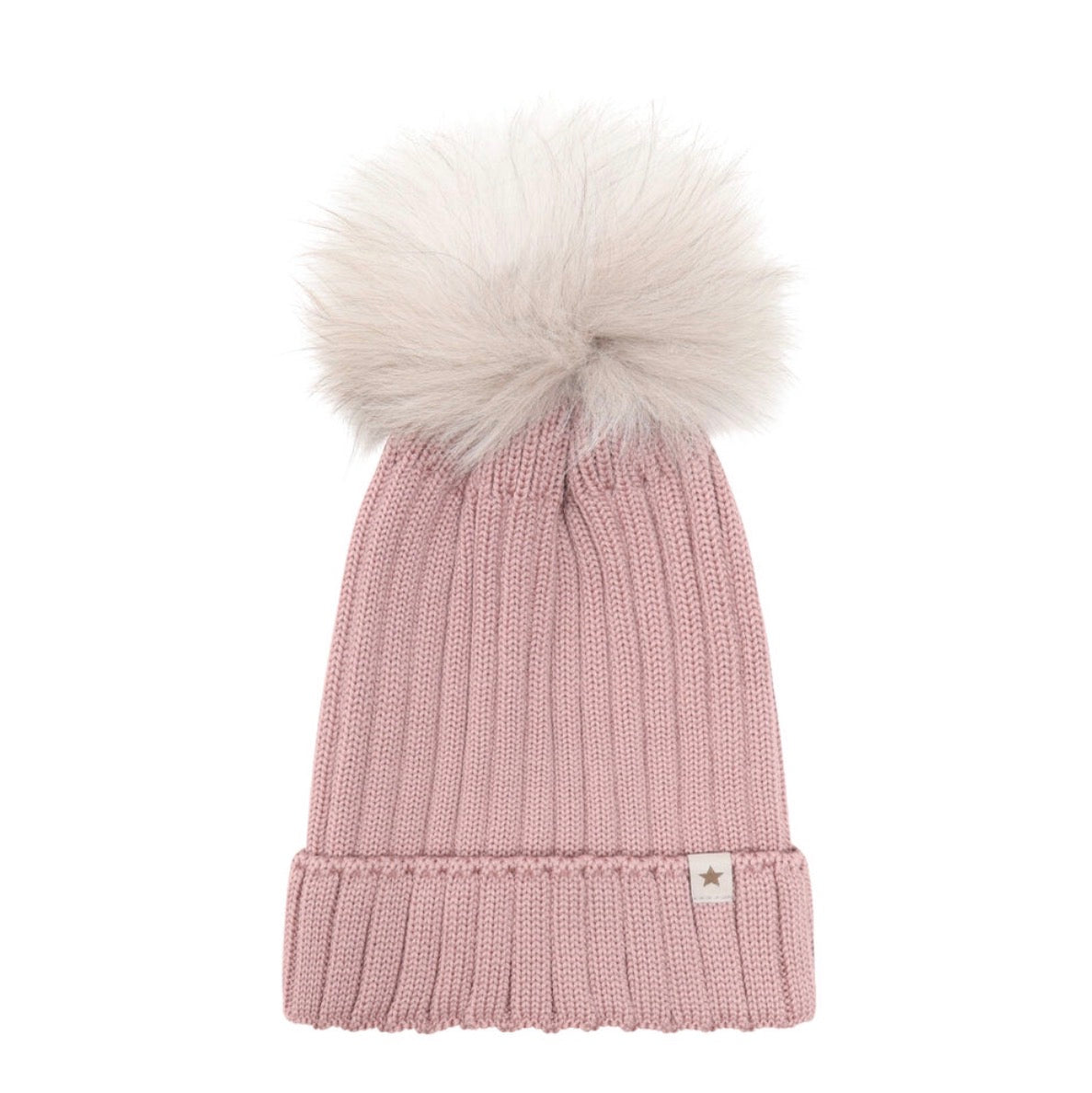 Huttelihut - Hat Knit Alpaca Pom Pom - Rosa - Jente - 6-10 år