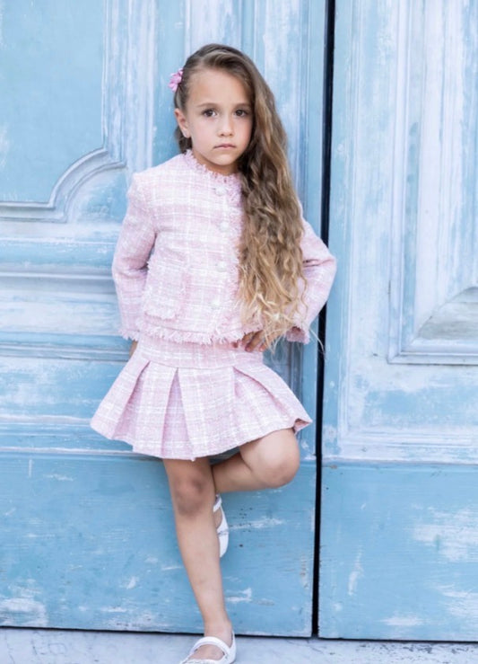 Prinsessefin - Mathilde tweed quarts Skirt - Rosa - Jente - 6-16 år