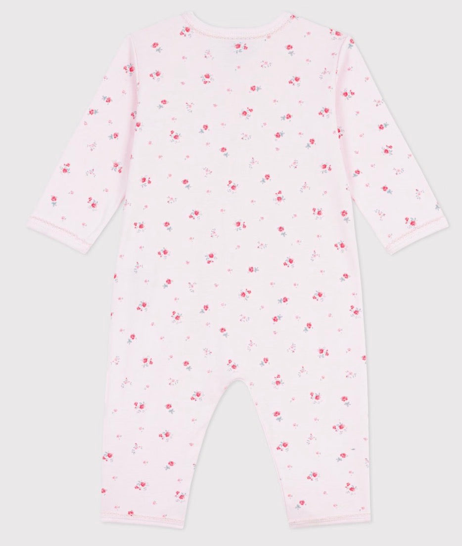 Petit Bateau – Pyjamas med blomster – Rosa – Jente – 0-3 år
