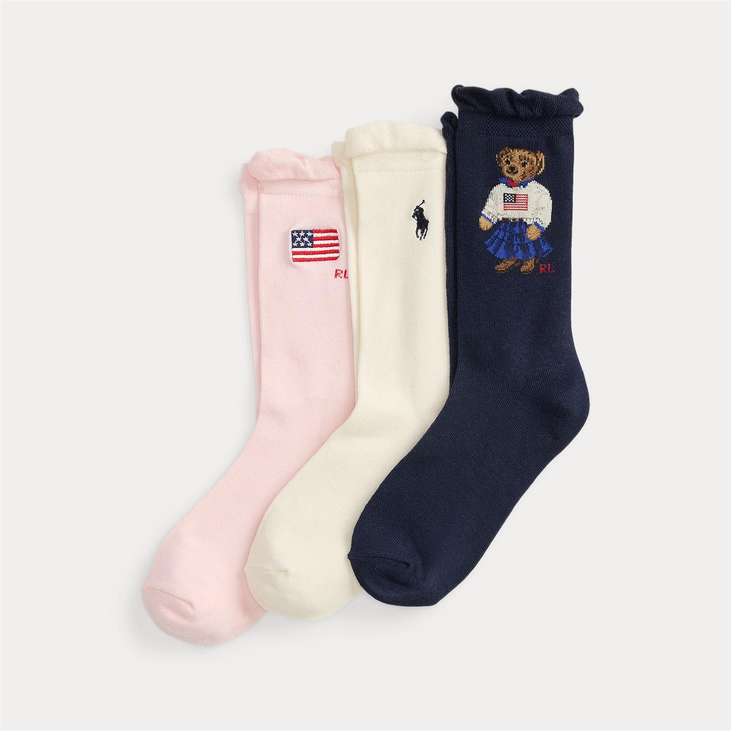Polo Ralph Lauren – Bamse sokker i 3-pak med logo – Flerfarget – Jente – 5-16 år