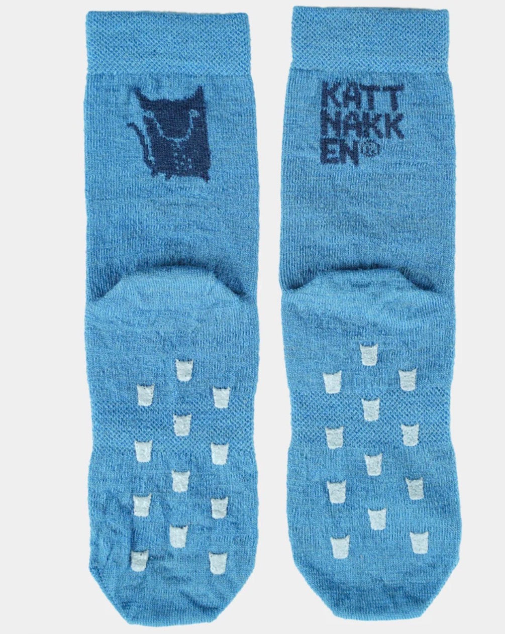 Kattnakken – Ullsokker 2pk med antiskli – Blå – Gutt – Str 17-27