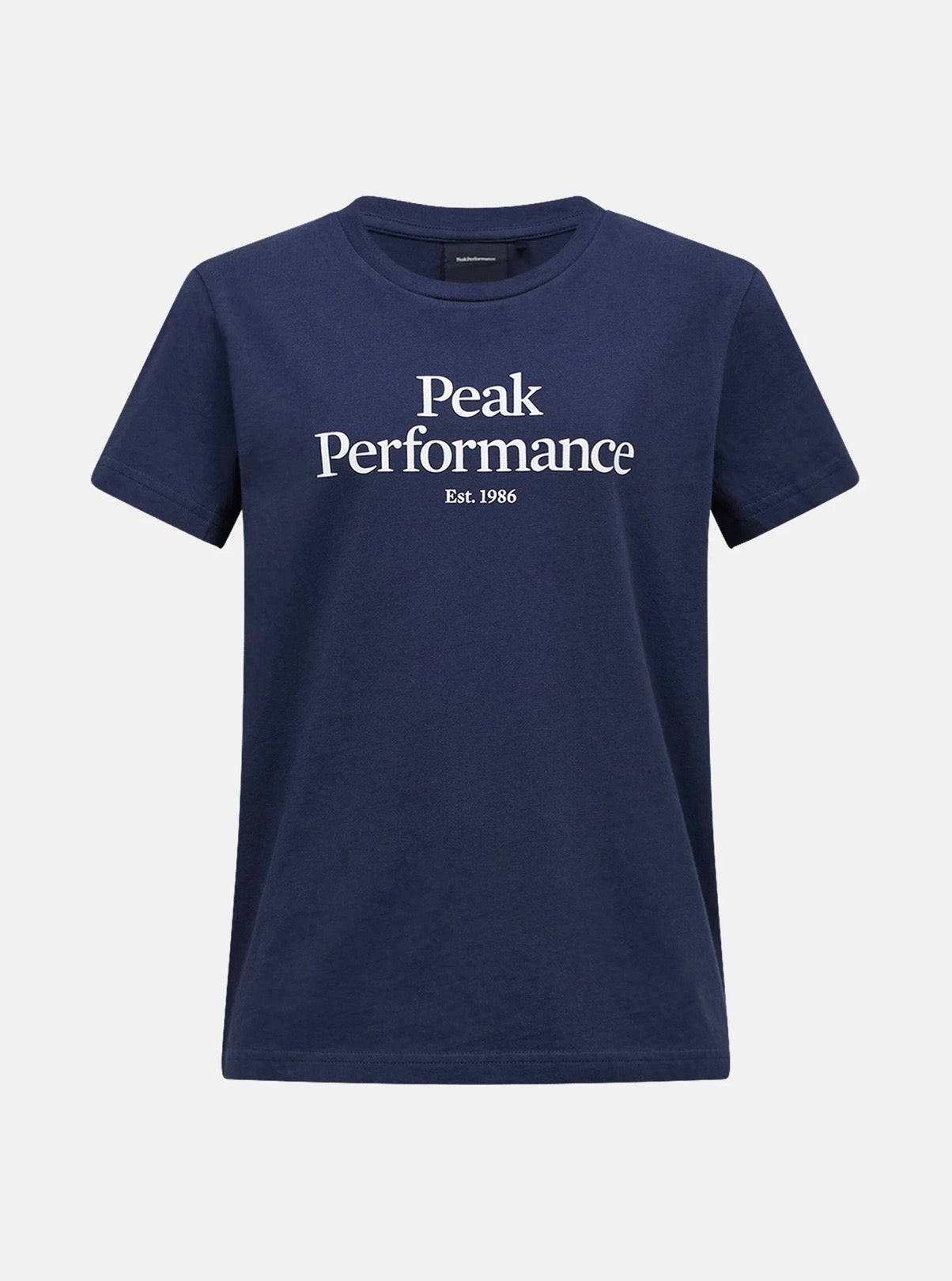 Peak Performance – T-skjorte med hvit skrift – Mørkeblå – Unisex – 10 år