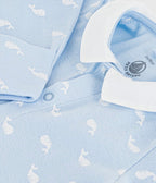 Petit Bateau – Heldrakt med hvalprint og krage – Blå – Gutt – 0-6 mnd – 0 år