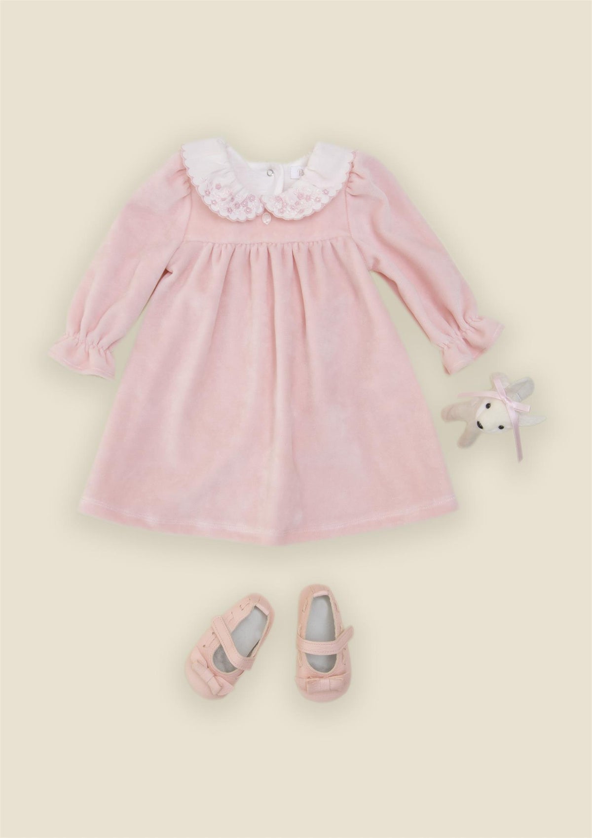 Patachou - Kjole - Velour - Rosa - Jente - str 1-24 mnd