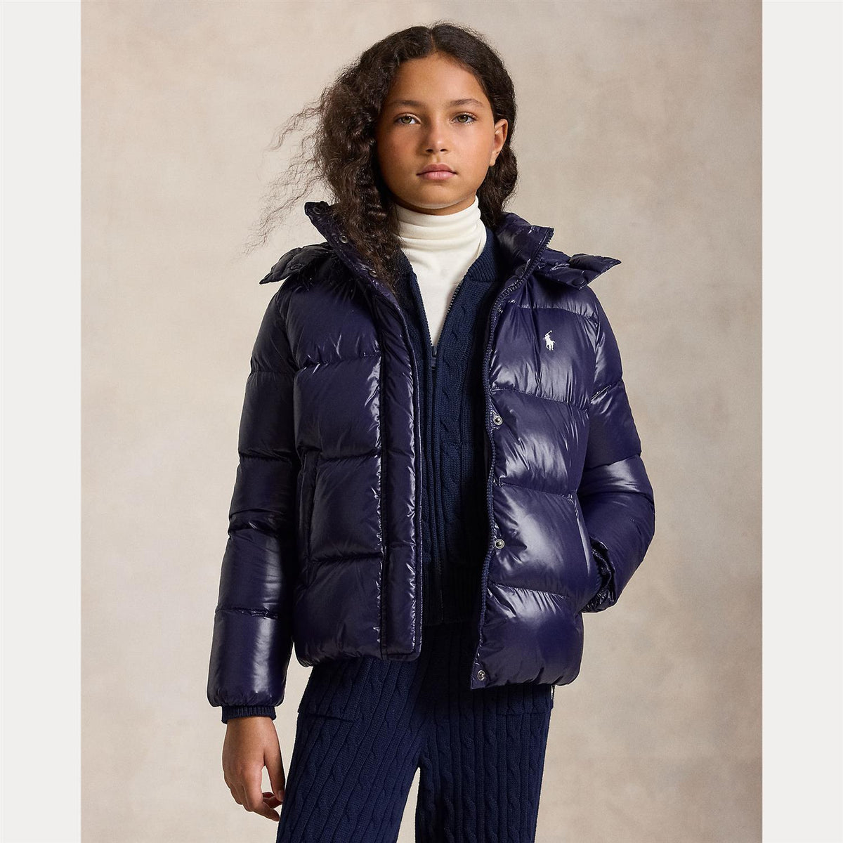 Polo Ralph Lauren – Dunjakke med hette – Blå – Jente – 12-16 år