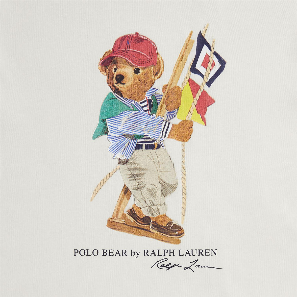 Polo Ralph Lauren – T-skjorte med bamseprint – Hvit – Gutt – 8-20 år