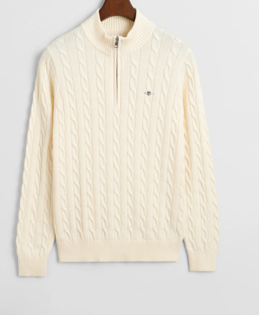 Gant - Flette - Halfzip - Offwhite - Gutt - 9-16 år