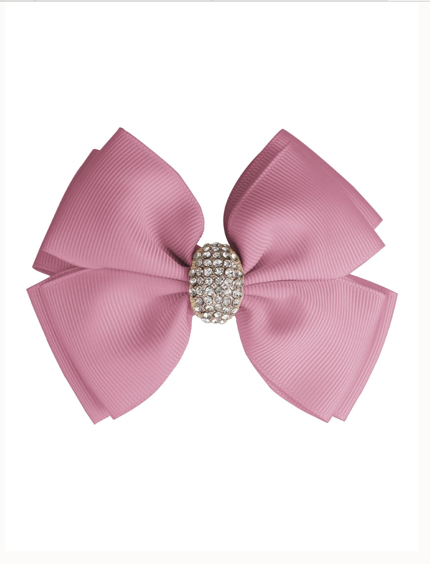 Prinsessefin – Stor satengsløyfe med glitterspenne – Rosa – Jente – One size
