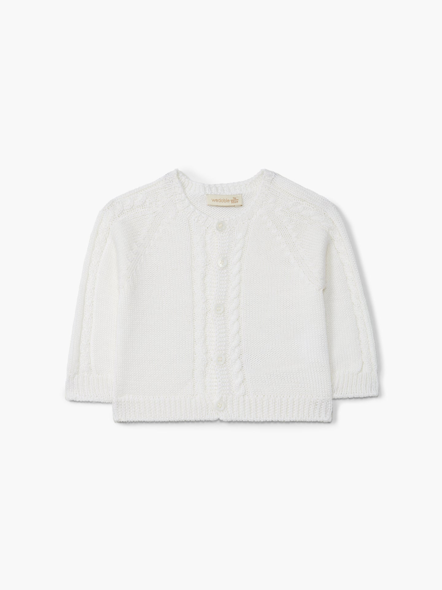 Wedoble - Ull Cardigan - Unisex - Hvit - 6-36 mnd