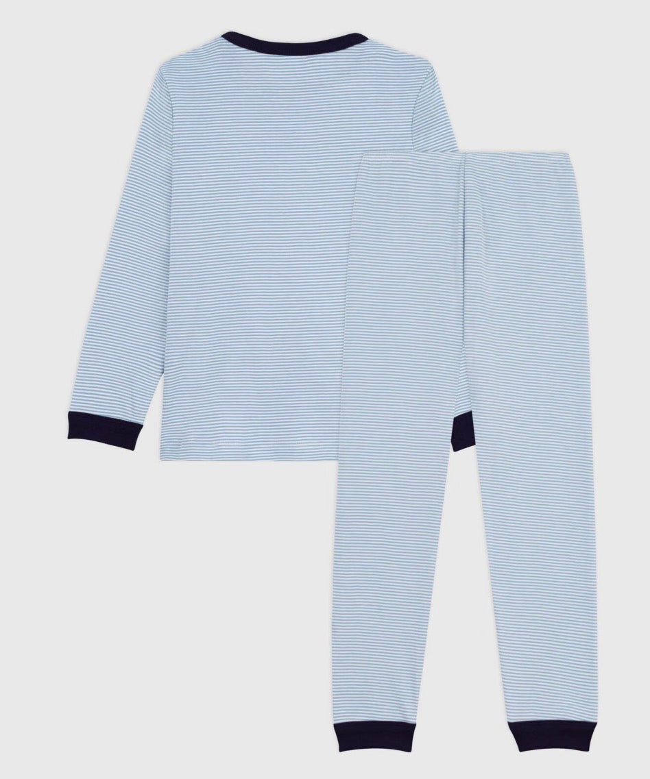 Petit Bateau – Pyjamas med striper – Blå – Gutt – 4-12 år