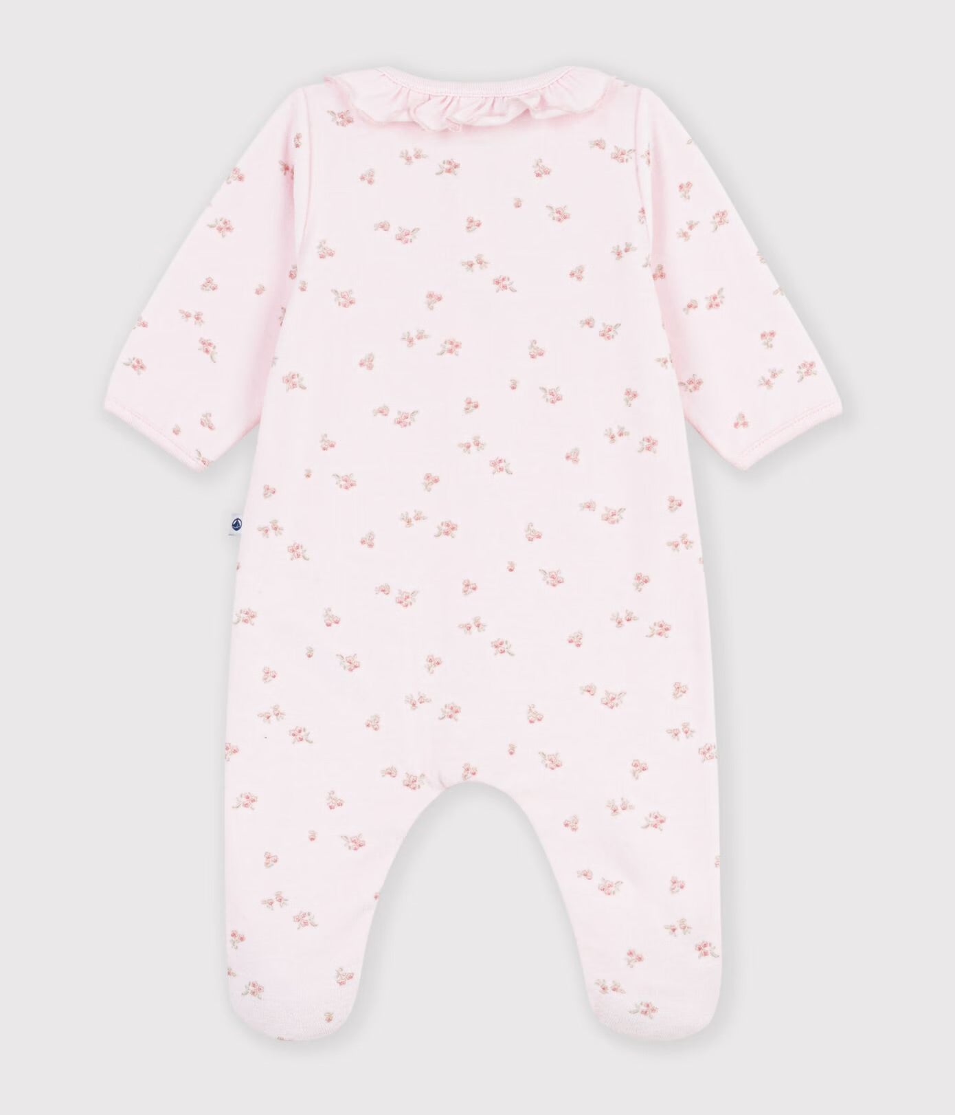 Petit Bateau - velour drakt med blomster - Rosa - jente - 0-6 mnd