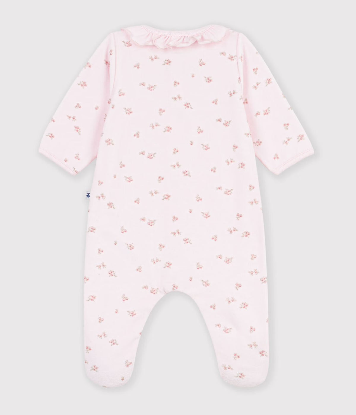 Petit Bateau - velour drakt med blomster - Rosa - jente - 0-6 mnd