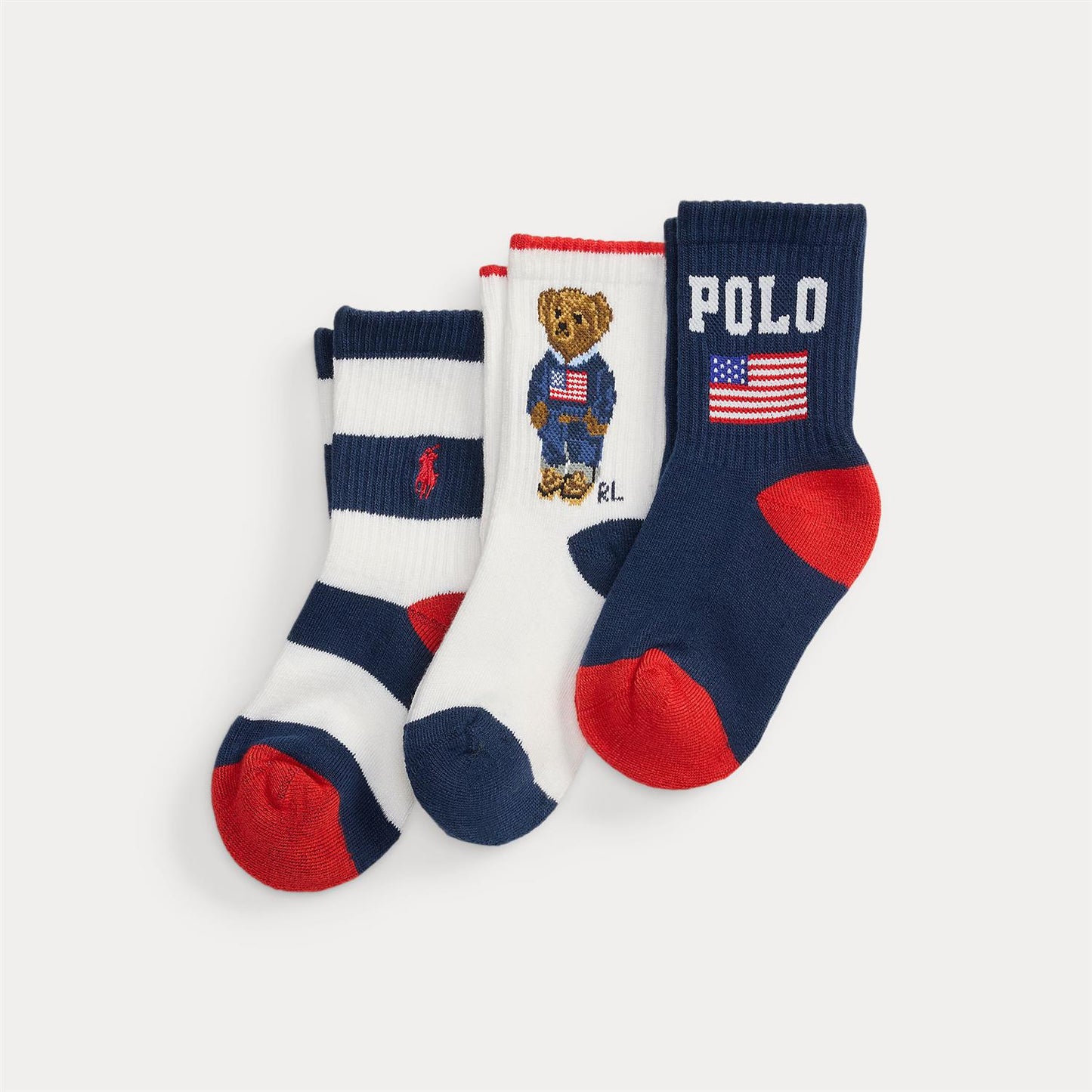 Polo Ralph Lauren – 3pk Bamse Sokker med logo – Blå – Gutt – str. 25-39