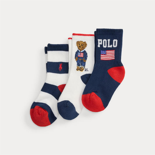 Polo Ralph Lauren - 3pk Bamse Sokker - Blå - Gutt - 25~39