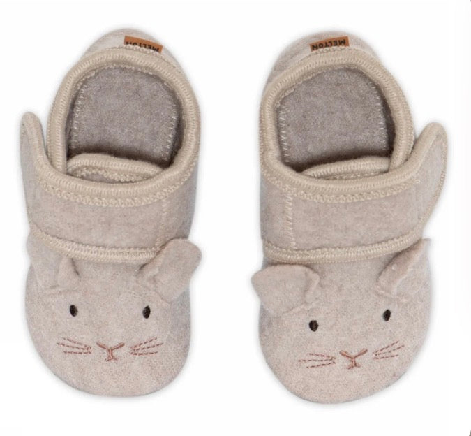 Melton - Leather slippers - Mouse Wool Slippers - Unisex - Beige - str 16-23