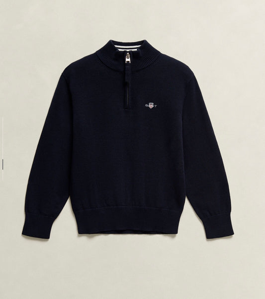 Gant – Halfzip-genser med flettestrikk – Mørkeblå – Gutt – 10-16 år