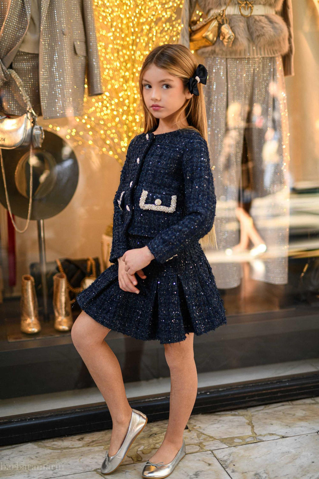 Prinsessefin - Eleni Tweed Skjørt - Blå - Jente - 8-16 år