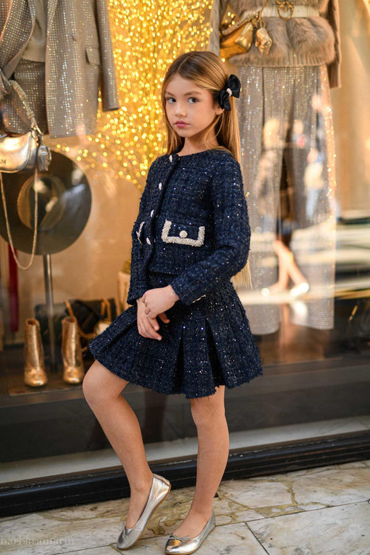 Prinsessefin - Eleni Tweed Skjørt - Blå - Jente - 6-14 år