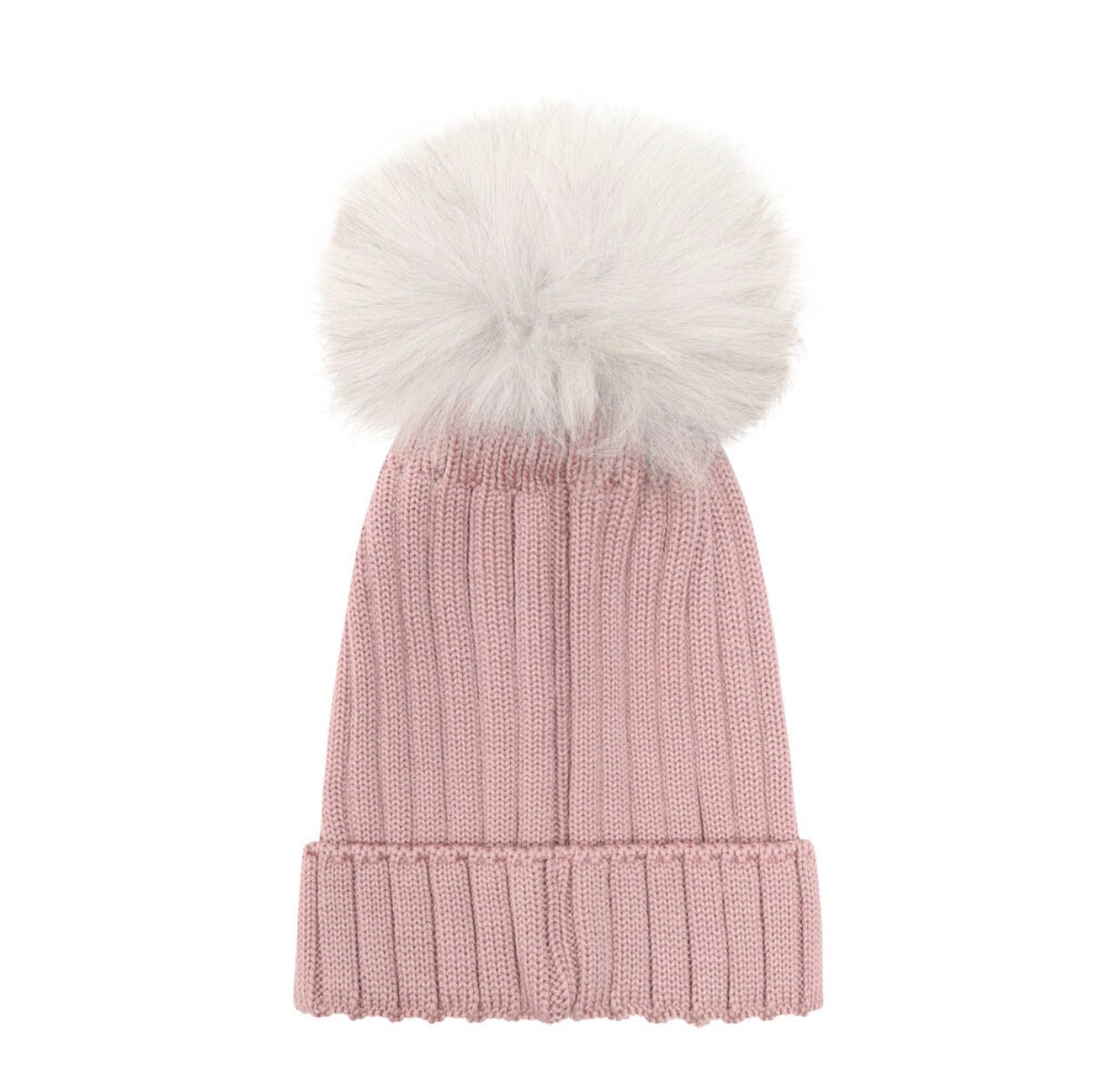 Huttelihut - Hat Knit Alpaca Pom Pom - Rosa - Jente - 6-10 år