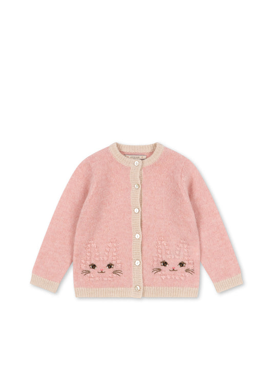Konges Sløjd – Kitty cardigan med kattebroderi – Rosa – Jente – 1-8 år