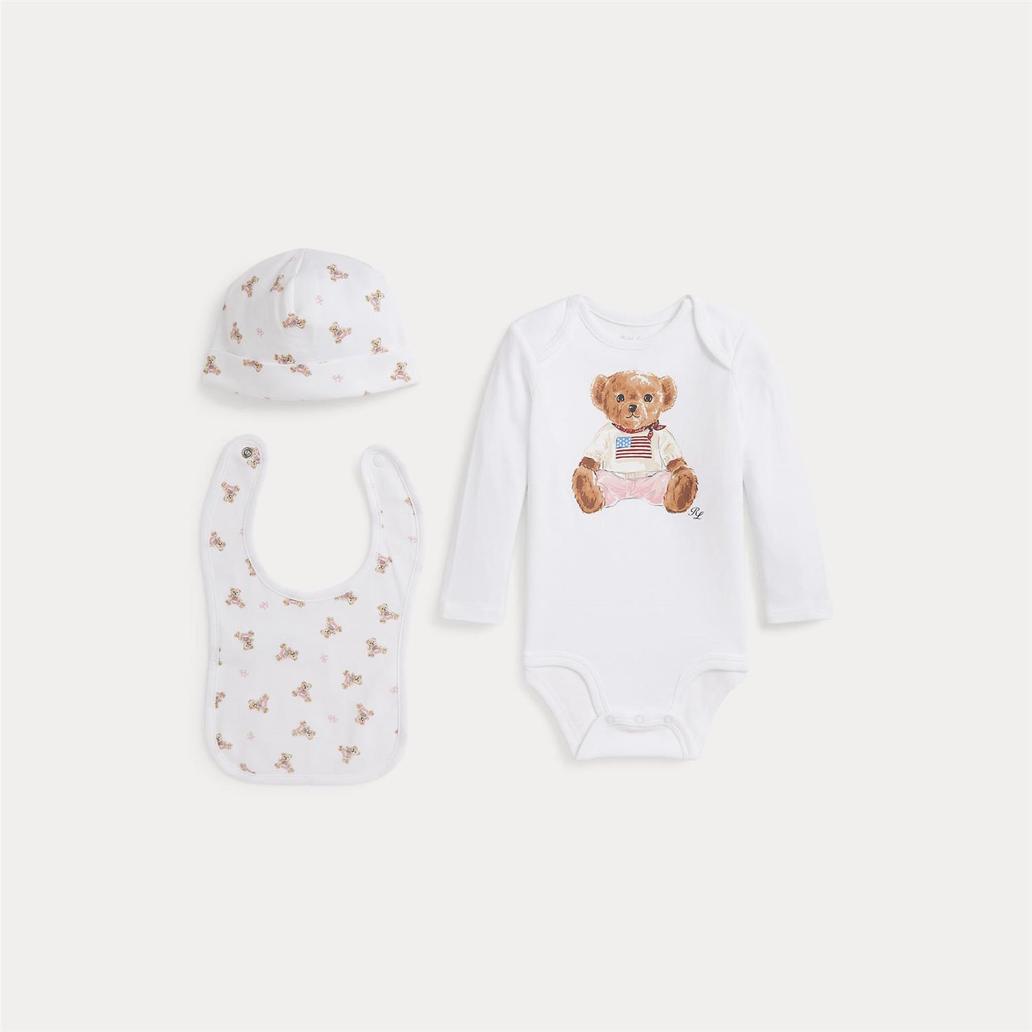 Polo Ralph Lauren – Gaveeske med body, smekke og lue – Hvit – Jente – 0-1 år
