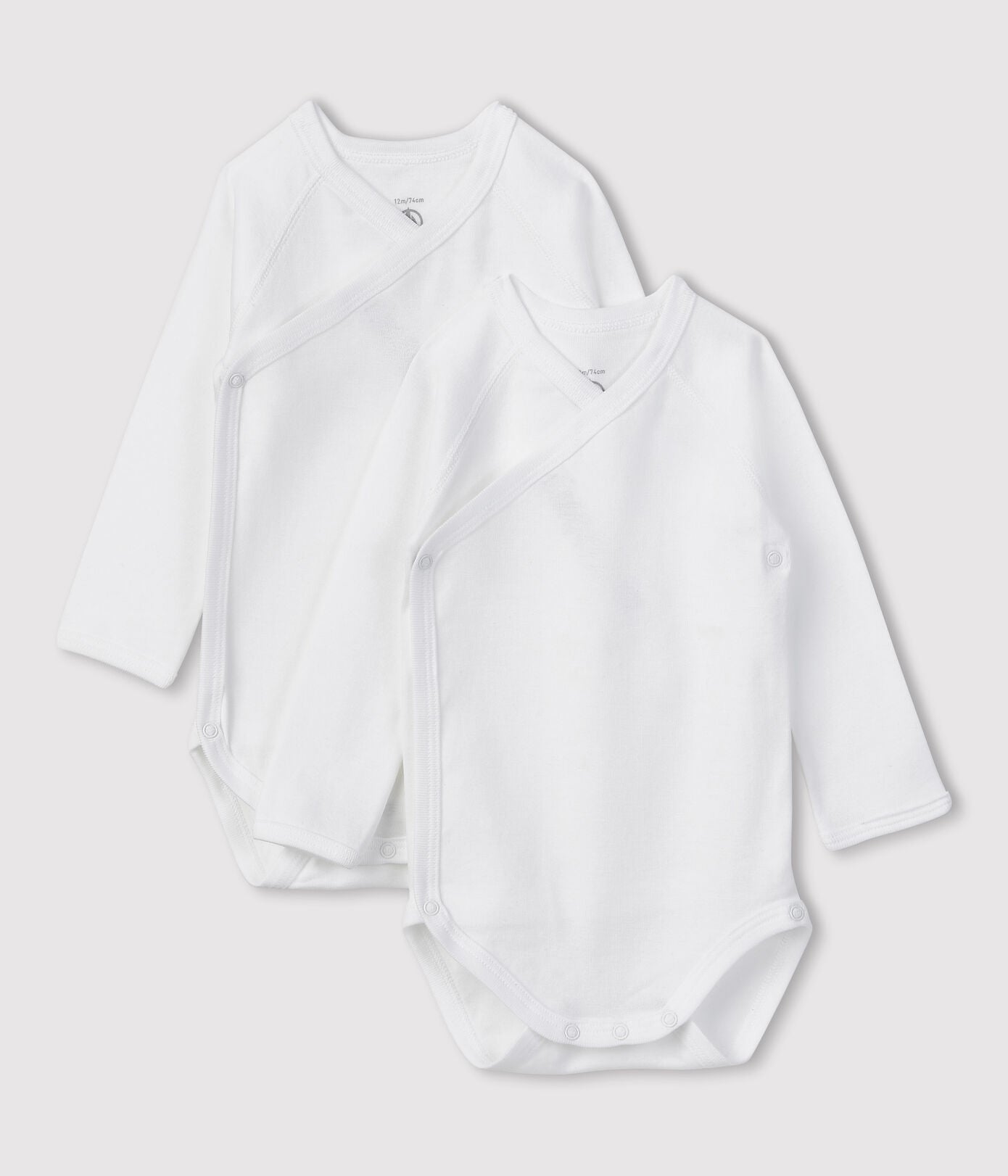 Petit Bateau -  2pk  - Body - Hvit - 1-12 mnd.