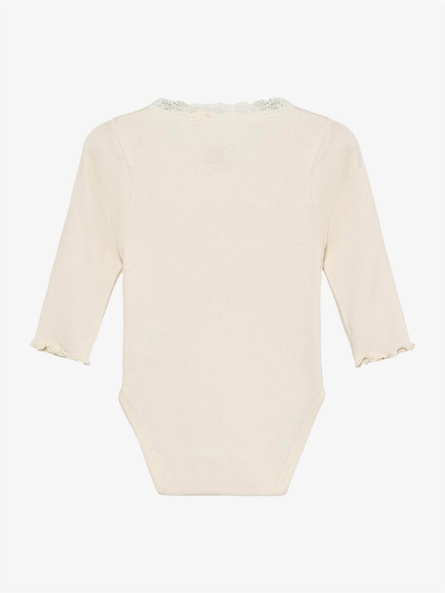Huttelihut – Body med blonde i halsen – Offwhite – Jente – 0.25-2 år