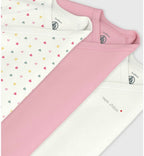 Petit Bateau – 3-pakning bodyer med kryssknepping – Rosa – Jente – 0-1 år