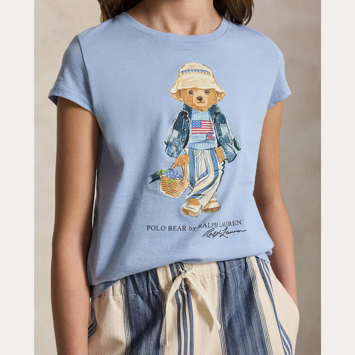 Polo Ralph Lauren – T-skjorte med bamsemotiv – Lysblå – Jente – 7-16 år