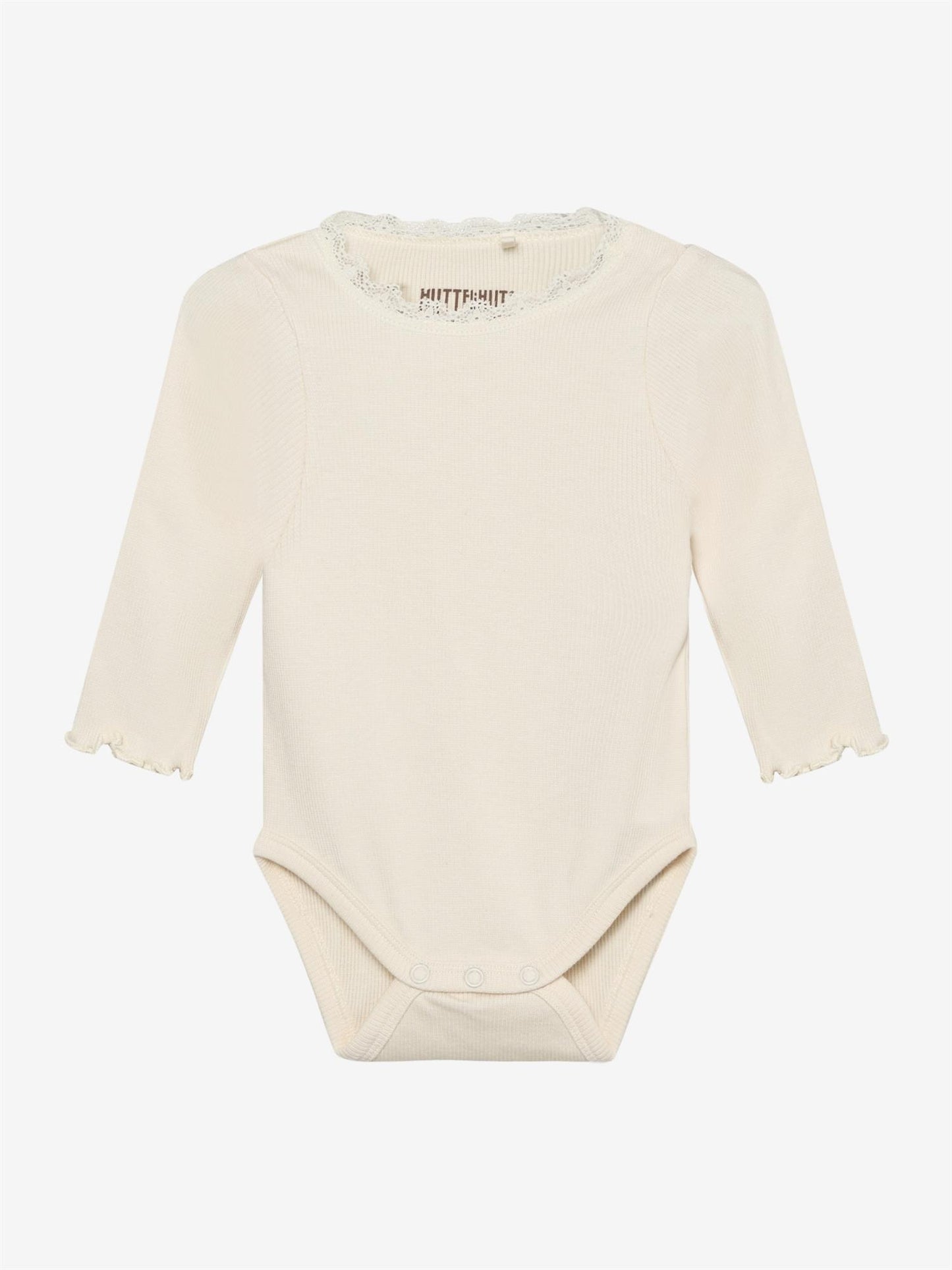 Huttelihut – Body med blonde i halsen – Offwhite – Jente – 0.25-2 år