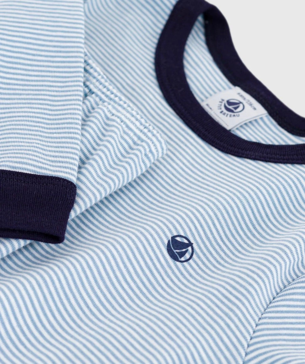 Petit Bateau – Pyjamas med striper – Blå – Gutt – 4-12 år