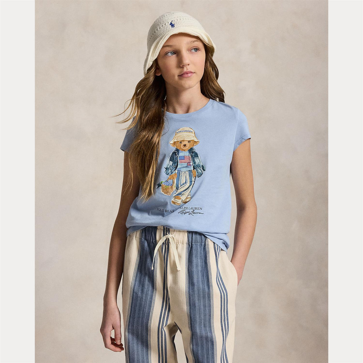 Polo Ralph Lauren – T-skjorte med bamsemotiv – Lysblå – Jente – 7-16 år