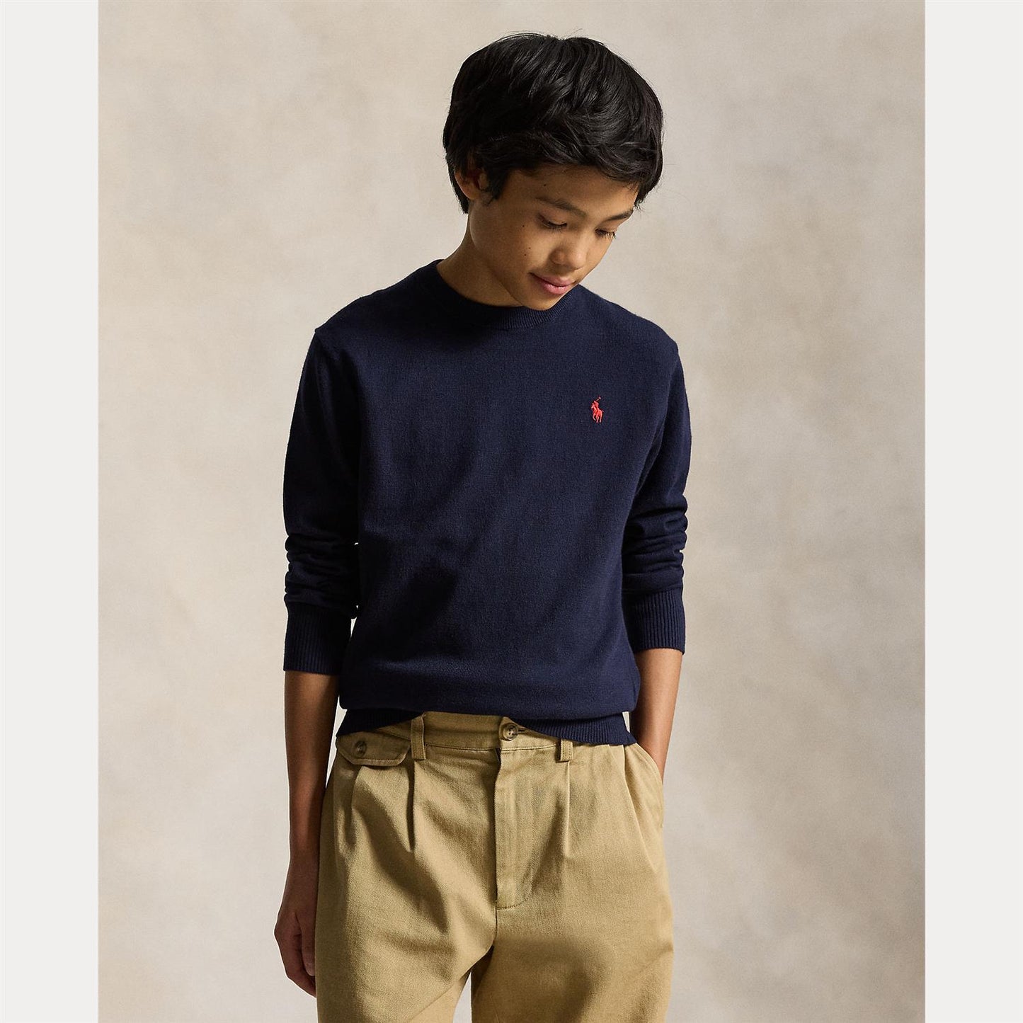 Polo Ralph Lauren – Crewneck Genser med brodert hest – Mørkeblå – Gutt – 10-20 år