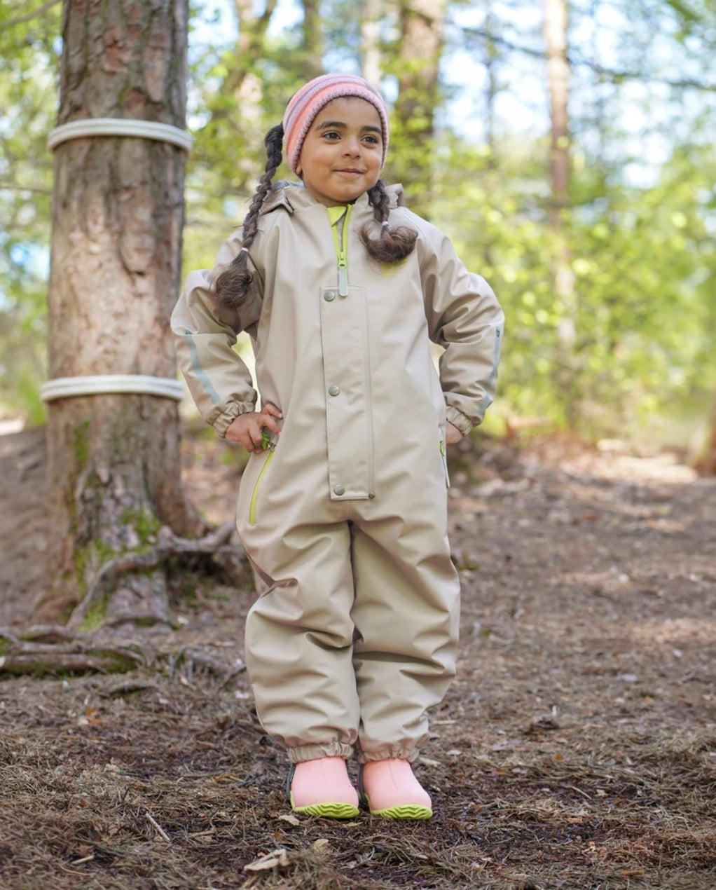 Kattnakken - Vinterregndress Slaps  - Lys Bark - Unisex - 86-116 cm