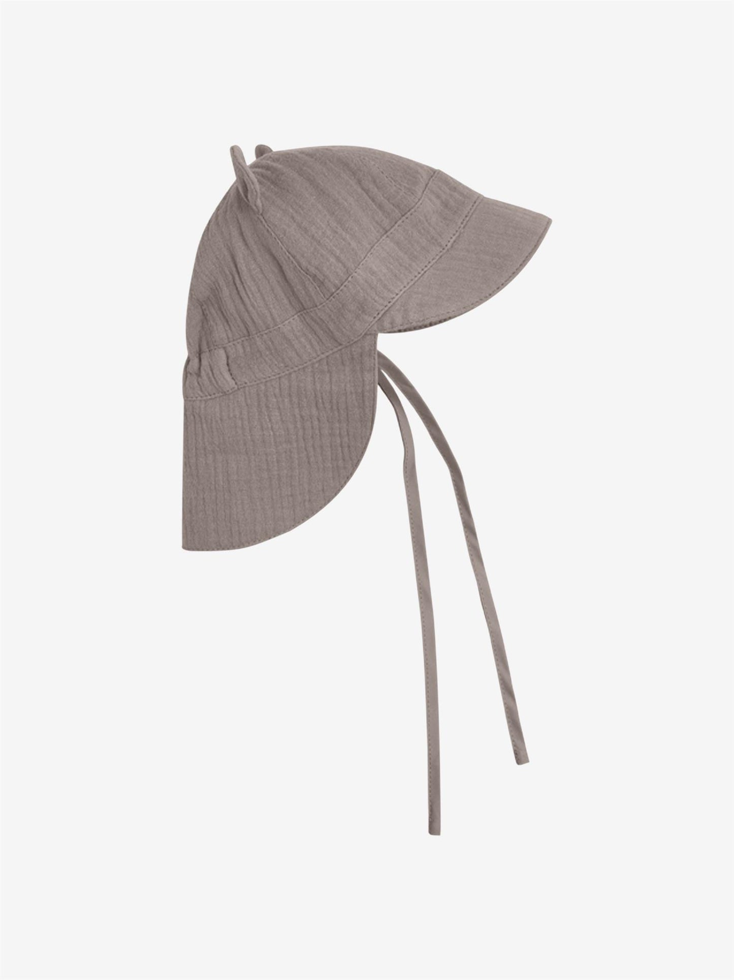 Huttelihut – Solhatt i Muslin med øreklaffer og knyting – Beige – Unisex – 0-2 år